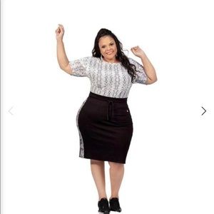Tamela Mann Black & White cheetah print top &Skirt